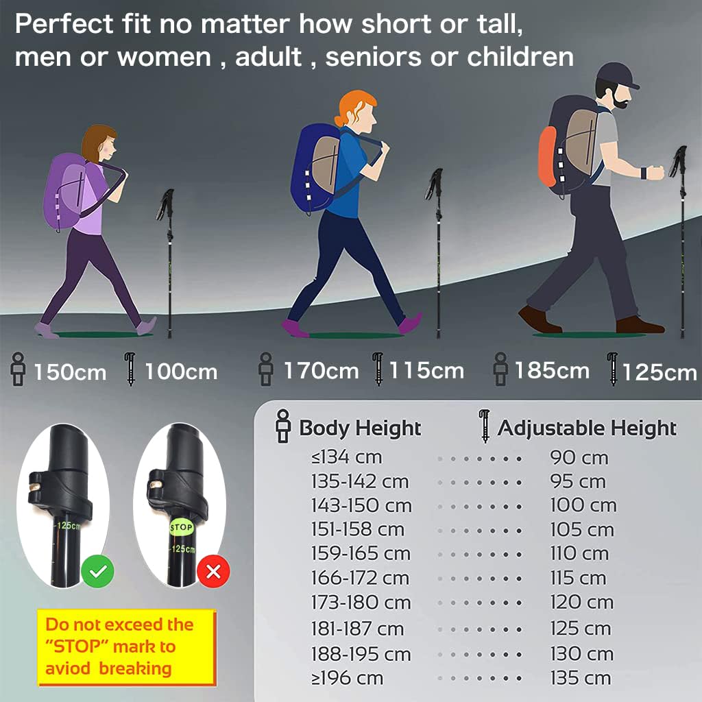 Proberos 125cm Trekking Pole for Men Women, Collapsible Ultralight and Adjustable Trekking Sticks for Hiking Climbing Skiing Travel Essentials with Storage Bag Proberos 125cm Trekking Pole for Men Women, Collapsible Ultralight and Adjustable Trekking Sticks for Hiking Climbing Skiing Travel Essentials with Storage Bag